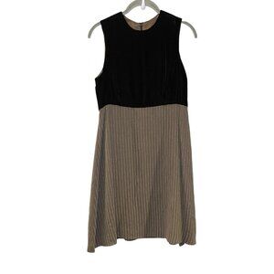 Neiman‎ Marcus Siri 90s Vintage Brown Velvet Striped Silk Empire Mini Dress 6